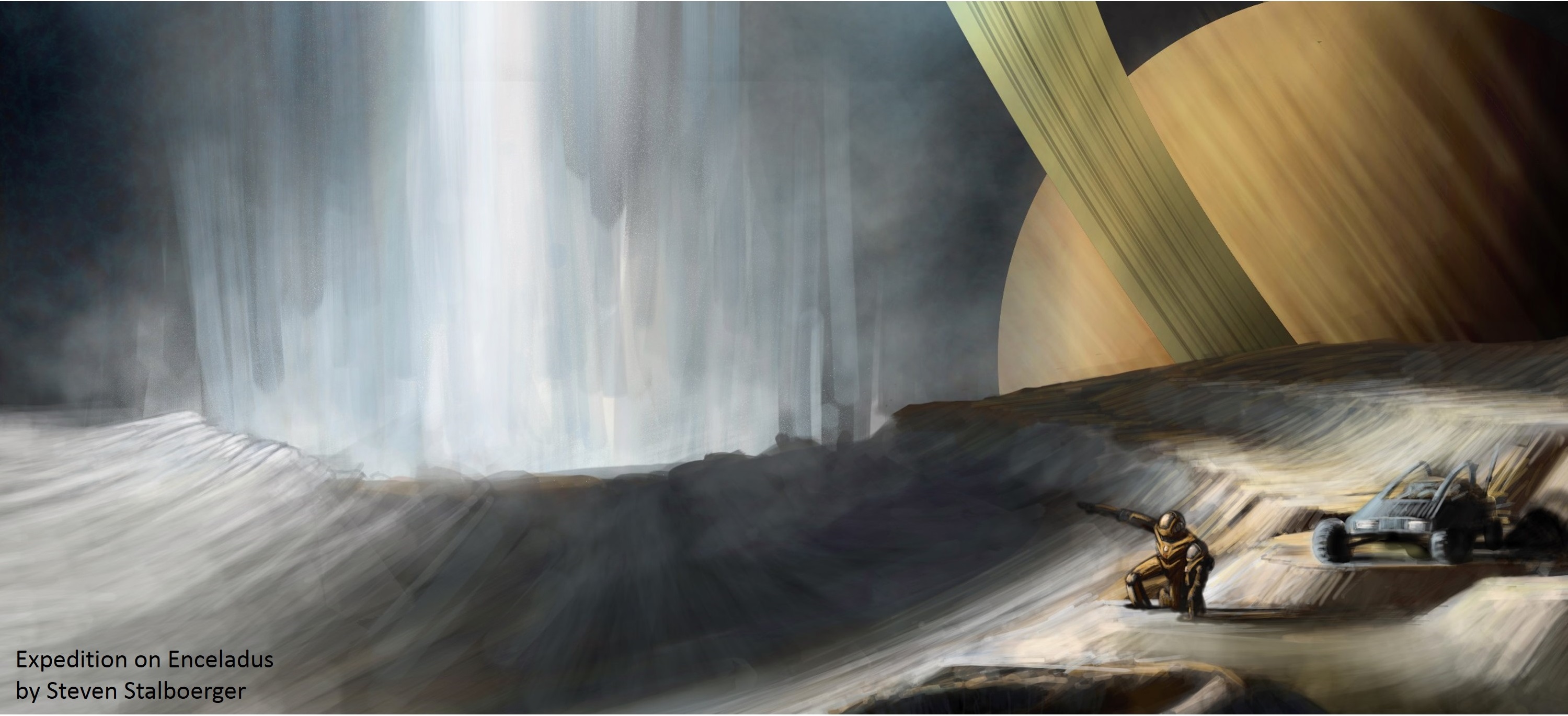 Painting--Expedition on Enceladus by Steven Stalboerger